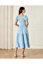 Women Blue Printed Midi Dress - 3