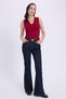 Women's Slim Fit Slim Fit V-Neck Zero Sleeve Cotton Ribbed Burgundy Blouse - 5