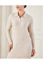 Women Beige Cable Knit Dress - 2