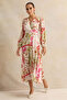 Women White Scraf Print Wrap Satin Dress - 4