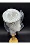Bridal Elegant Fascinator Hat Crystal Embroidered Veil Wedding Hair Accessory - 5