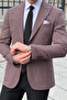 Slim Fit Patterned Pointed Collar Bag Pocket 70% Wool Men's Classic Jacket - 6