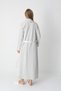 Women's Ecru Striped Special Design Full Length Winter Maternity Dressing Gown Nightgown Set of 2 - 8