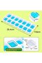 Airabc Ice Cube Tray, Pack of 4 Silicone Ice Cube Trays with Lid, Space-Saving and Stackable, LFGB Certified and BPA Free Square Ice Cube Trays Easy Removal, Blue/Green - 4
