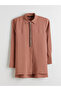Lcwaikiki Women's Classic Brown Textured Shirt Tunic - 6
