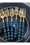 Gold Dinner Forks with Pearls and Colored Beads, 6 Pieces - 2