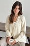 Casual Ecru Cream Soft Stone Detailed Women's Knitwear Jacket Cardigan Tunic Cut - 5