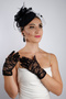 Black Short Lace Bridal Gloves Wedding Marriage Accessory Fascinator Set - 4