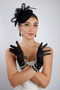 Stylish Black Short Lace Fingerless Bridal Gloves and Elegant Wedding Fascinator Hat Set - 6