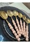 Pearl Colored Beaded Gold Tablespoon 6 Pieces - 2