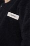 Black Girl's College Collar Zippered Off Shoulder Printed Plush Cardigan - Adjustable Elastic Waist - 3