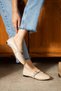 Milan Cream Leather Ballerina Shoes - 2