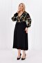 Women's Khaki Green Leopard Pattern Blocky Double-Breasted Neckline Balloon Sleeve Plus Size Stretchy Maxi Dress