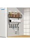 Multi-Purpose Metal Wall Rack with Hooks & Paper Towel Holder Kitchen Organizer with Spice Basket - 3