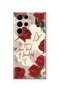 Samsung Galaxy S24 Ultra Compatible Red Rose Patterned Transparent Phone Case