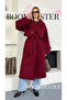 Women's Burgundy Belted Oversized Cashmere Coat / Trench Coat - 8