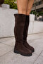 Giselle Women's Brown Real Suede over the Knee Boots - 6