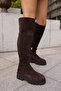 Giselle Women's Brown Real Suede over the Knee Boots - 8