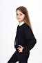 Black Girl's Crew Neck A-Line Buttoned Knitted Cardigan - Unlined & 2 Thread - 3