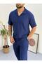 Men's Lycra Twill Ottoman Fabric Polo Collar Tshirt-Pants Set of 2 - 4