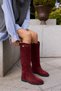 OCEAN WOMEN'S BURGUNDY GENUINE SUEDE BUCKLE DETAIL RIDING BOOTS