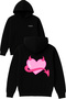 Tail Heart Design Printed Oversized Black Hooded Sweatshirt