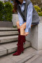 PERRI WOMEN'S BURGUNDY GENUINE SUEDE HALF UNLINED HEEL BOOTS - 3
