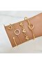 Gold Color 4-Piece Stone Heart Women's Bracelet Set 0335 - 2