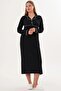 Women's Long Sleeve Shirt Collar Buttoned Nightgown 65% Cotton 35% Viscose