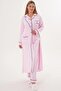 Women's Bathrobe Long-Sleeved Button-Down 3-Piece Pajama Set %65 Cotton %35 Viscose