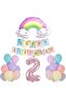 Smiling Rainbow Pink Number Foil Balloon Set Age 2