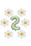 Istoch Water Green Color Number and 6 Daisy Foil Balloons Party Set Age 2