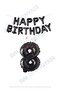 İstoç Black Happy Birthday Color Foil Balloon and Number Set Age 8