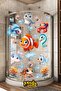 Underwater Creatures Fish and Algae Shower Cabin Sticker Set Children's Shower Cabin Sticker