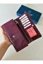 Crocodile Patterned Genuine Leather Women's Wallet with Plenty of Eyelets Purple - 3