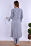 Effortt Gray Maternity Pajamas Set with Dressing Gown - 3