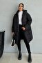 Women's Black Hooded Long Puffer Coat - Oversized Thick Coat Winter Waterproof - 5