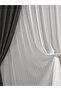 Modern Striped Tulle Curtain |   Pilesiz Ekstrafor Büzgülü |   No Ironing Required