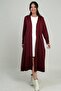 Women's Long Cardigan with Button Detail on the Sleeves, Pockets, and Side Slits