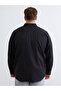 Black Plus Size Regular Fit Long Sleeve Gabardine Men's Shirt - 4