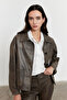 Suni Deri Bomber Ceket - 3