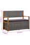 Storage Bench 115 cm Poly Rattan and Solid Acacia Wood Grey - 3