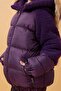 Girl's Hooded & Sleeve Plush Puffer Coat – Purple - 3