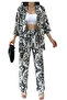 Lower Upper Set Kimono- Patterned - 2