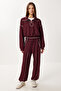 Contrast Stripe Knitted Top and Bottom Set Ldm0008 Bordo - 2