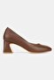 Women's Brown Genuine Leather Classic Shoes with Medium Heels, Size 35-41 - 5