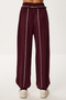 Contrast Stripe Knitted Top and Bottom Set Ldm0008 Bordo - 7