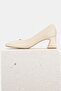 Women's Beige Patent Leather Genuine Leather Size 35-41 Medium Heel Classic Shoes