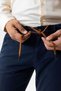 Navy Blue Slim Fit Cotton Waist Tie Side Pocket Chino Trousers - 6