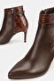 Women's Brown Genuine Natural Leather Size 35-40 Thin Heel Pointed Toe Boots & Booties - 3